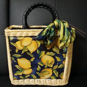 PATRICIA NASH LIMON STRAW LEATHER TOTE HANDBAG NEW